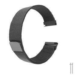Quick Release Stainless Steel Milanese Loop Strap with Magnetic Buckle, 20mm/22mm - 22mm (Black)