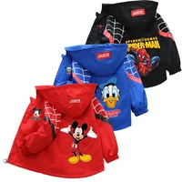Children's Mickey Hooded Jacket 1-10 Years Autumn Boy's Windbreaker Zipper Hoodie Baby Boys Birthday Present Donald Duck Jacket 1