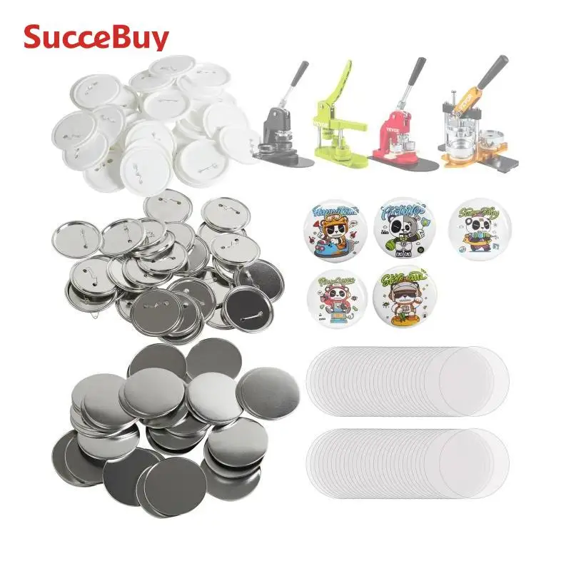 Button Badge Parts Supplies For Button Maker Machine 200/500Sets 25/32/58/75mm Metal and Plastic Pin Badges