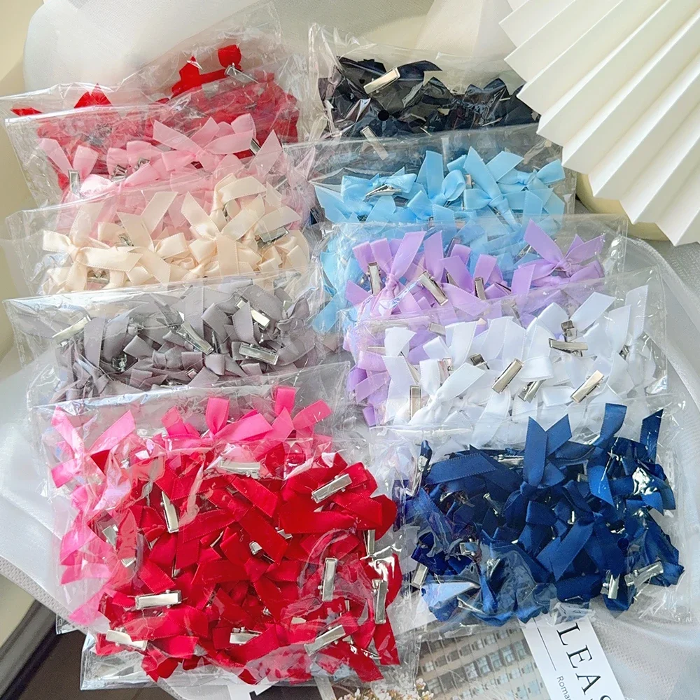 10/20Pcs Kinder Süße Einfarbig Mini Bowknot Mit Haar Clip Baby Mädchen Ballett Stil Band Geflochtene Haar zubehör Großhandel