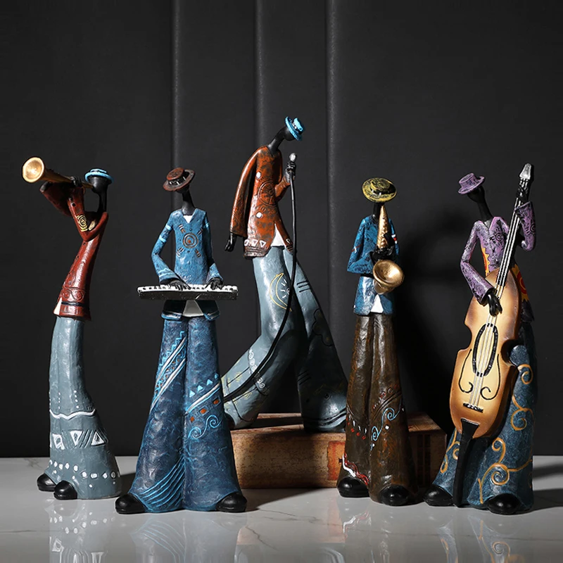 Creative Rock Band Figurines Resin Retro Musical Instrument