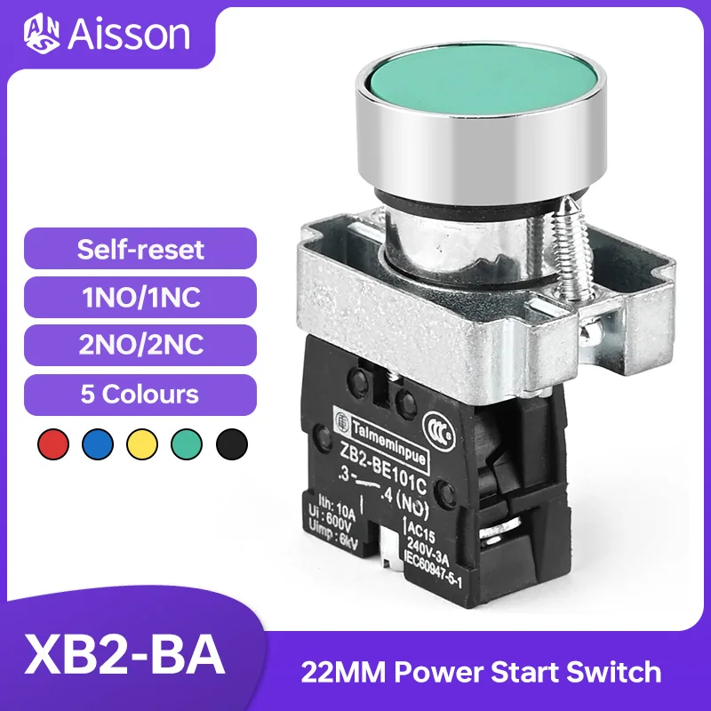 22mm XB2-BA Push Button Switch Momentary 10A 240V~3A