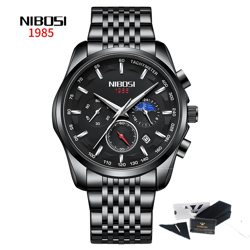 NIBOSI 2022 Relogio Masculino Fashion Brand Luxury Mens Watches Stainless Steel Waterproof Sports Quartz Men Watch For Gift Box 
