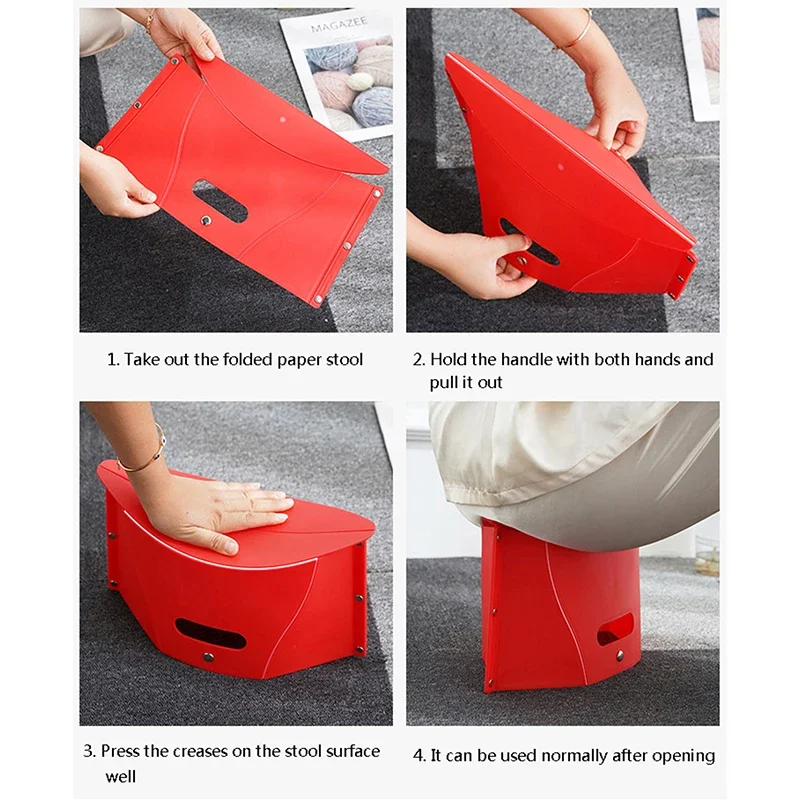 Folding Chair Retractable Stool Plastic Portable Outdoor Camping Storage