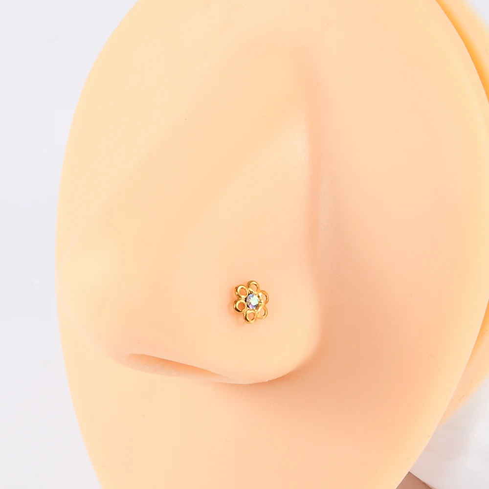 1 قطعة الصلب الجراحية 18K مطلية بالذهب الملتوية ال...