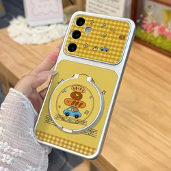 Kawaii Pink Cat Girly Style Phone Case with Bracket for Galaxy S23 Ultra (EV43 FO85)