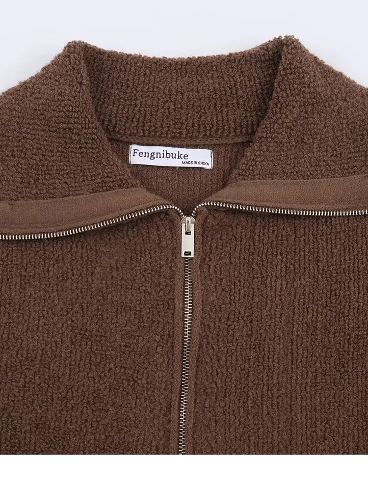 Women Jacket 2025 Autumn Lapel Long Sleeve Women's Coat Zipper Loose Female Streetwear Casual Outerwear Retro Lady Tops ﻿ ﻿