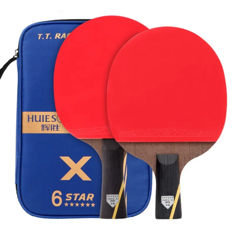 

2PCS Professional 6 Star Table Tennis Racket Ping Pong Racket Set Double Face Pimples -in Rubber Bat with Bag Ping Pong Supplies