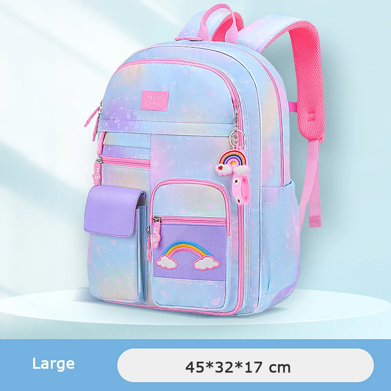 2023 New Primary School Backpack Cute Colorful Bags for Girls Princess School Bags Waterproof Children Rainbow Series Schoolbags