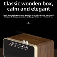 5.0 Bluetooth Speaker Wooden Home Wireless Network Card FM Radio TF Card Play Wireless Dual Microphone Built in 3600mAh Lithium 2