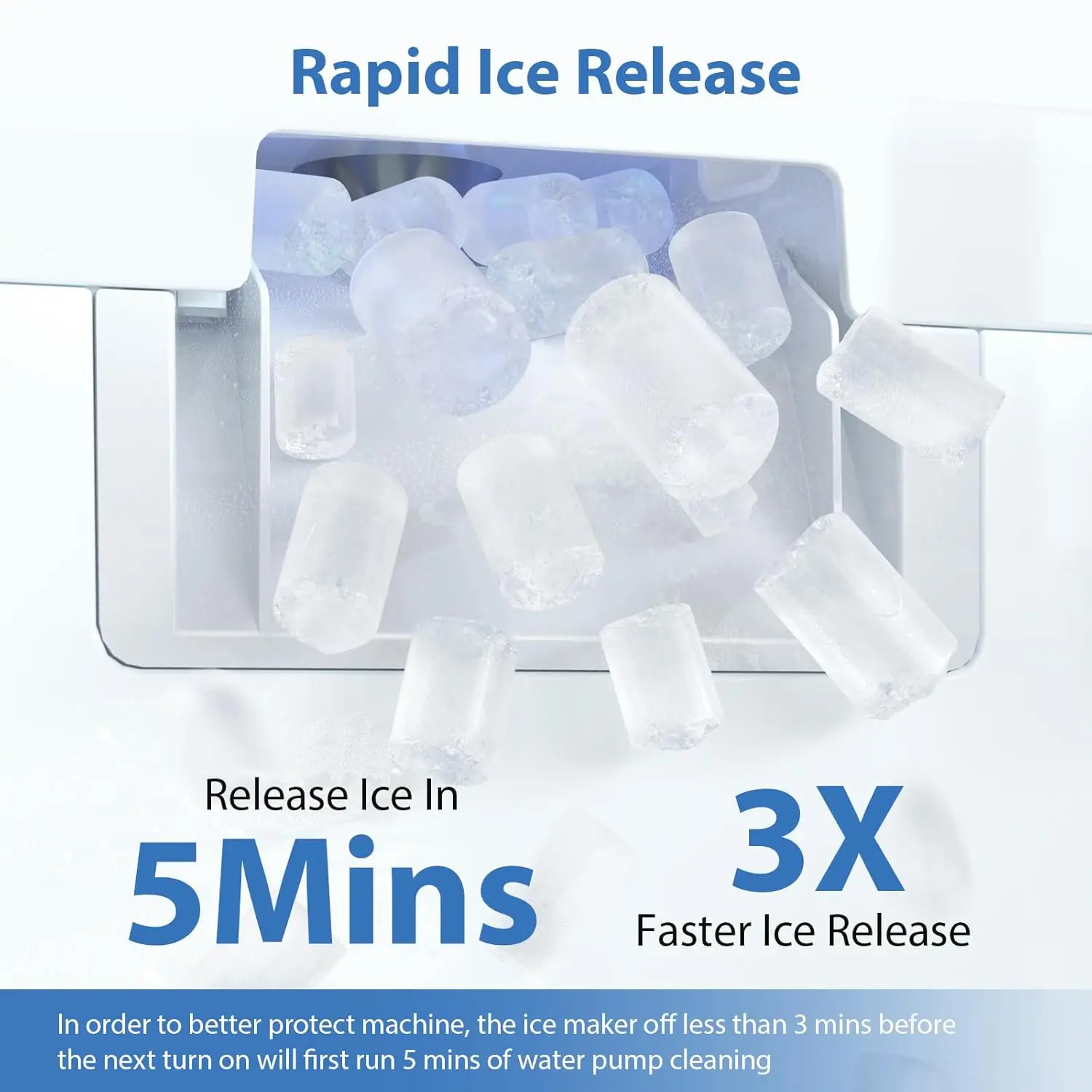 Nugget Ice Maker Countertop, 55lbs/Day, Rapid Ice Release in 5 Mins, Large Capacity Chewable Maker, Self-Cleaning with Stain