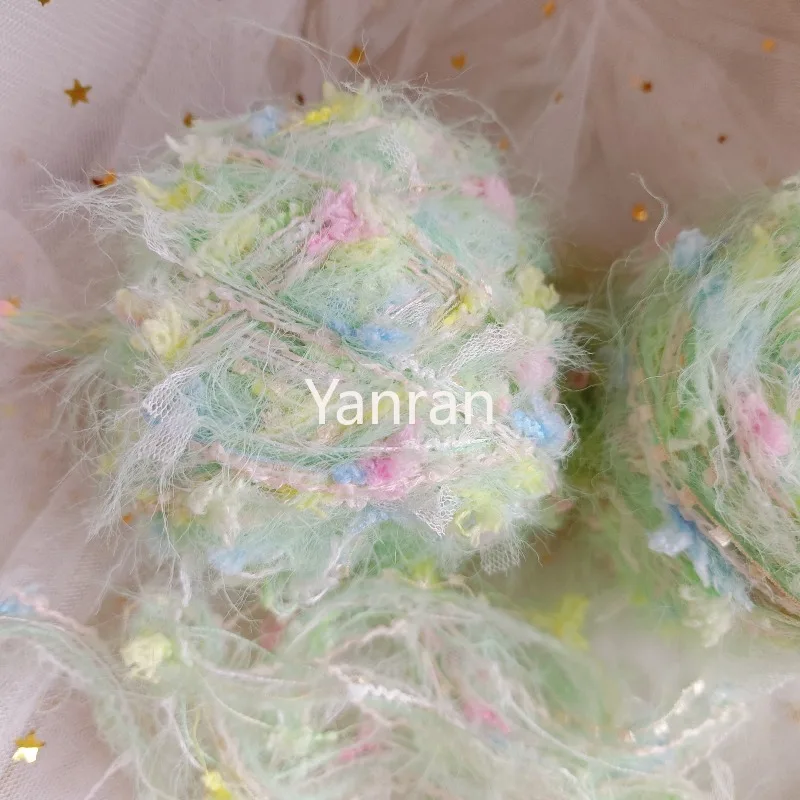 50g 그린 플라워 팬시 얀 니트 핸드백 공예용 우아하고 부드러운 컬러풀 혼합 얀 DIY 스카프 모자 스웨터 크로셰 얀