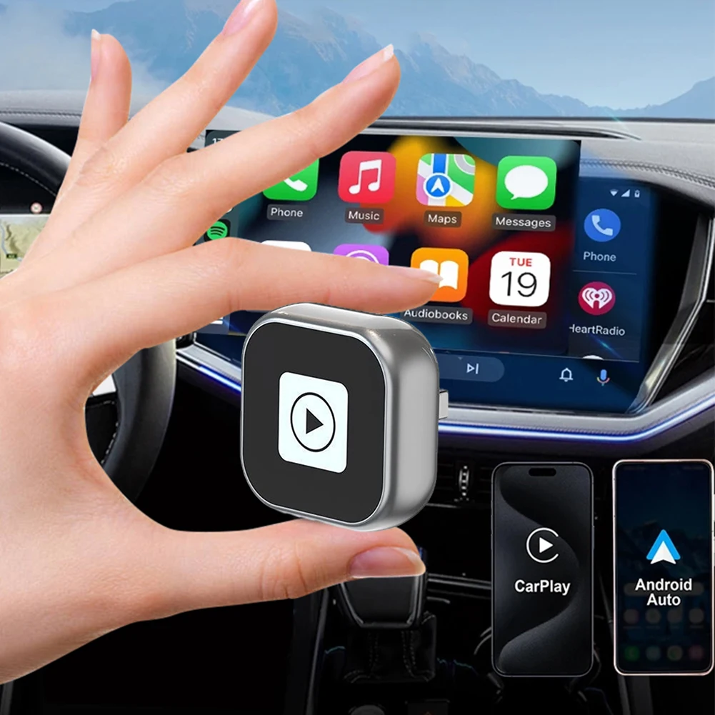 2 in1 Wireless Android Auto Carplay Adapter Mini Smart Box Dongle Auto Connect Wired Plug & Play Converts for iPhone Android