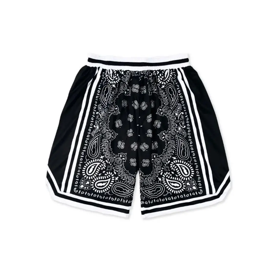 New Summer NBA star style cashew flower Mesh Short Classic Floral Printed Gym Shorts Men's Gym Basketball Sports Beach Shorts 6