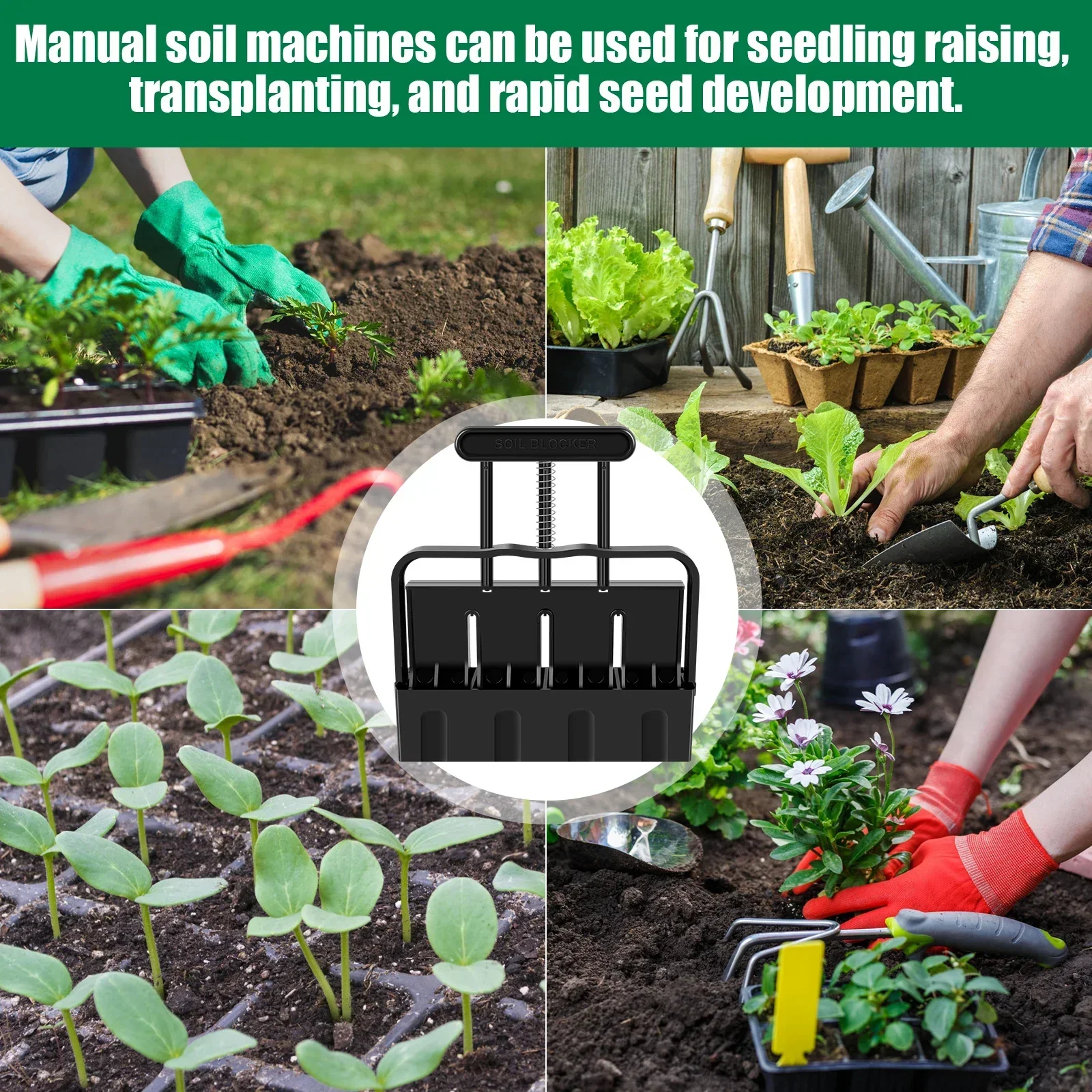 Handheld Planting Tool Soil Block Maker Hand-held Soil Block Making Tool Heavy-Duty Manual Maker Reusable for Garden