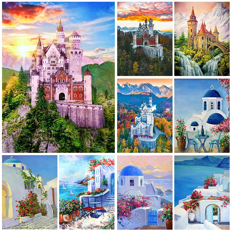 

5D DIY Diamond Painting Landscape Diamond Embroidery Full Rhinestone Mosaic Castle Cross Stitch Kit Home Decor Gift