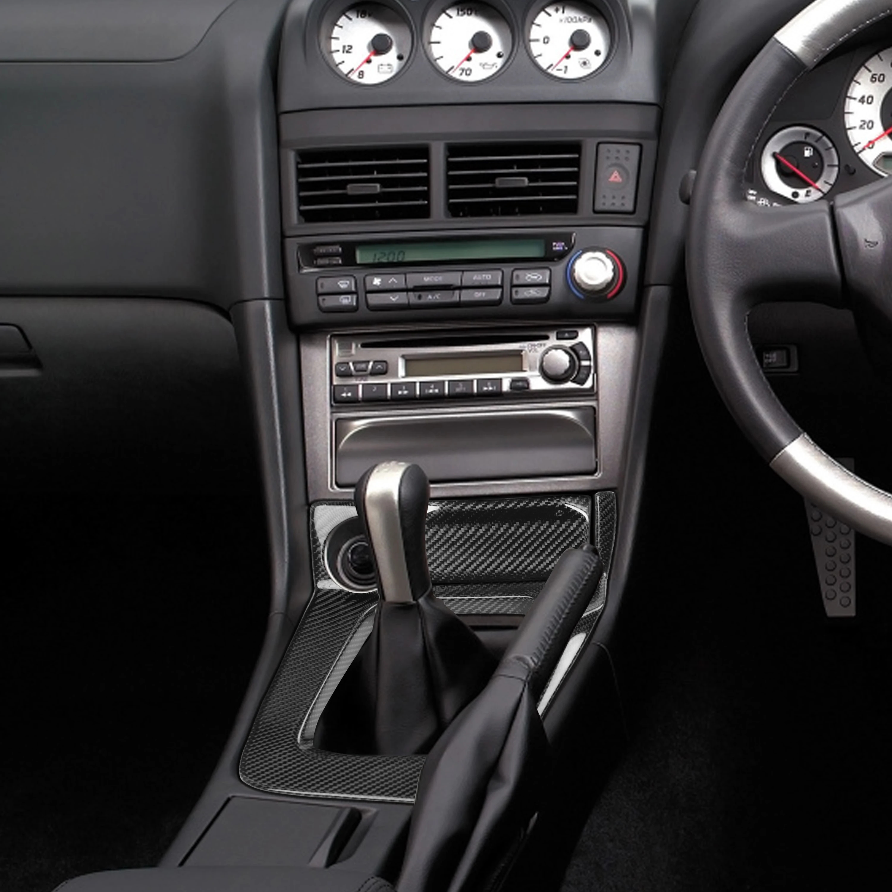 For NISSAN GTR R34 Center Control Gear Shift Knob Panel Right Drive Dry Carbon Fiber Auto Interior Modification Parts