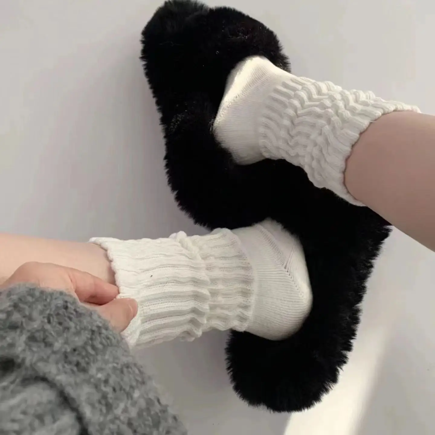 

3 Pairs Fashion Cool Lolita Woman Cute Warm Socks Set Female Lady Autumn Winter Knitted Long Black White Socks for Women