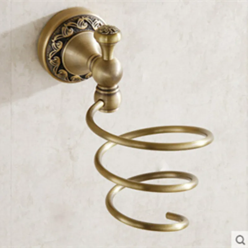 

Fashion Durable Antique Brass Blow Hair Dryer Holder wall shelf bathroom shelves Set For Hair Drier