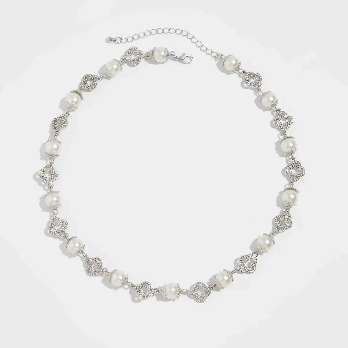 Se3f412c034fa4b4c94768874e7dd8e21L Goth Imitation Pearl Rhinestone Choker Necklace for Men Collar Vintage Adjustable Clavicle Chain Daily Party Jewelry Mallzona