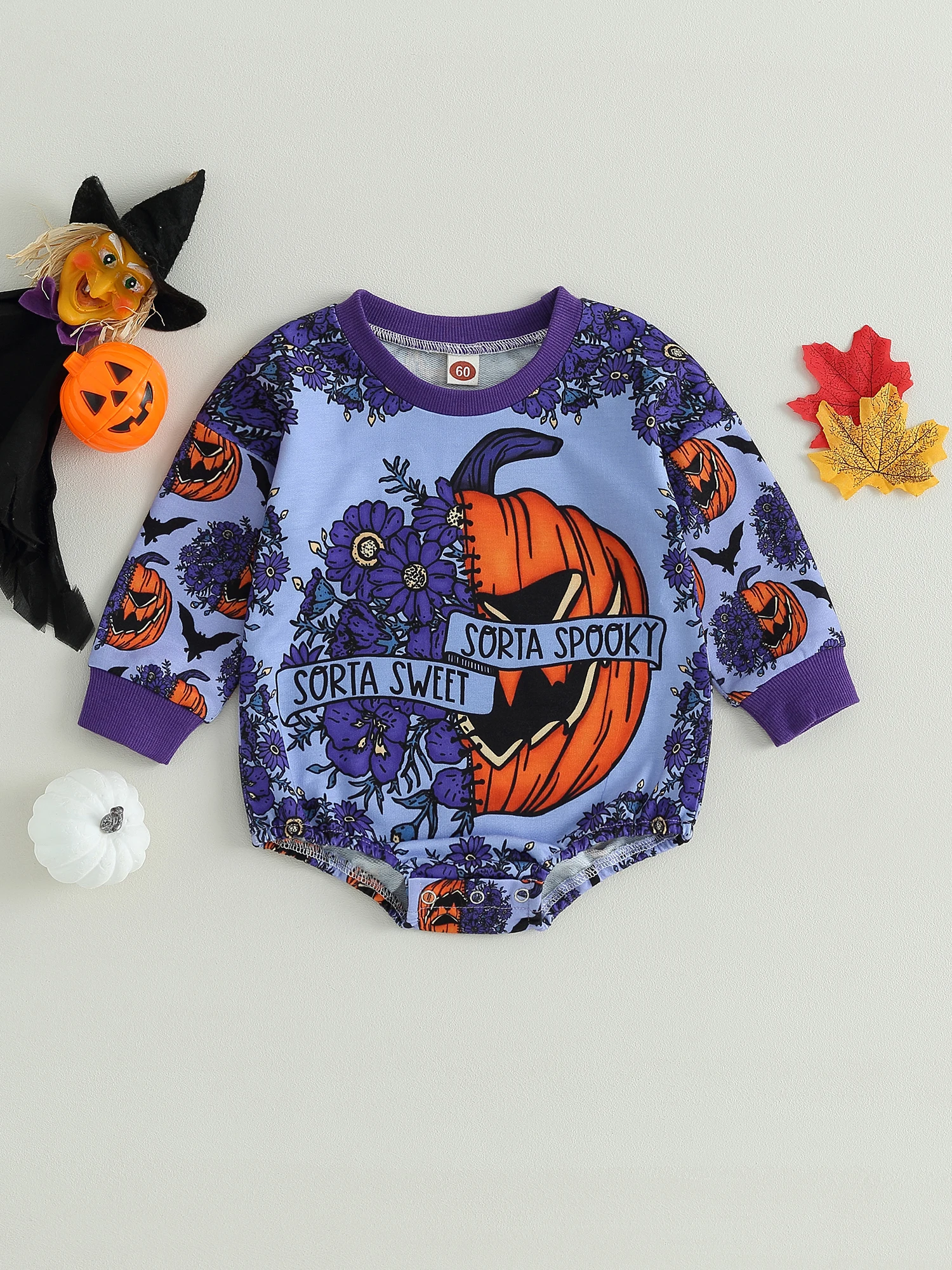 

Cute Infant Halloween Costume Pumpkin Jumpsuit with Long Sleeves and Oversized Sweater Pullover Top