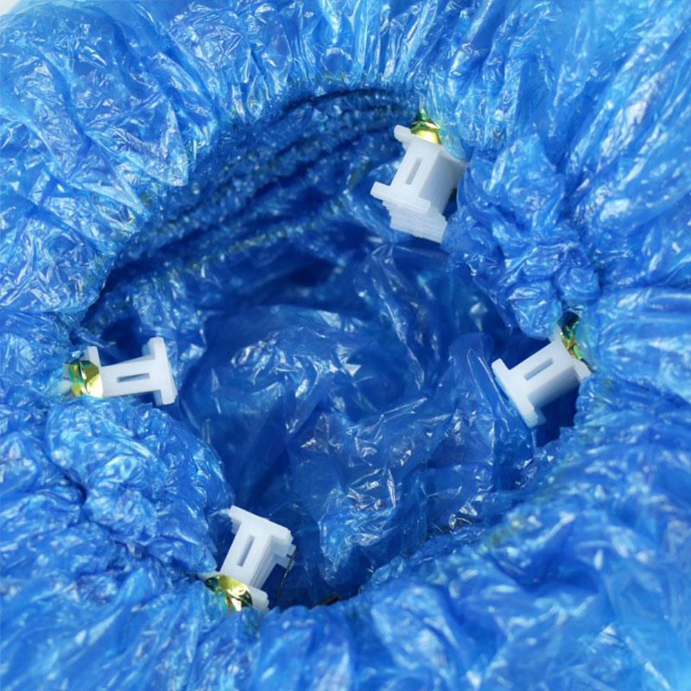 Portable PE Blue Shoe Covers with T Buckles for Rainy Floors