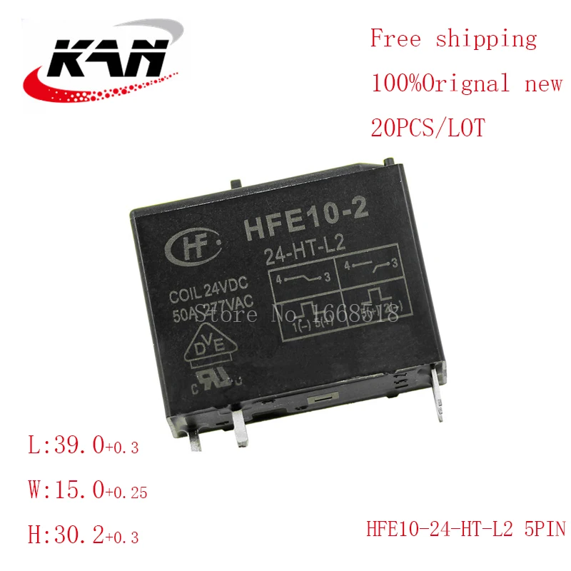 

Free shipping 20pcs relay HFE10-24-HT-L2 HFE10 24 HT-L2 24VDC 50A 277VAC 5PIN Original New