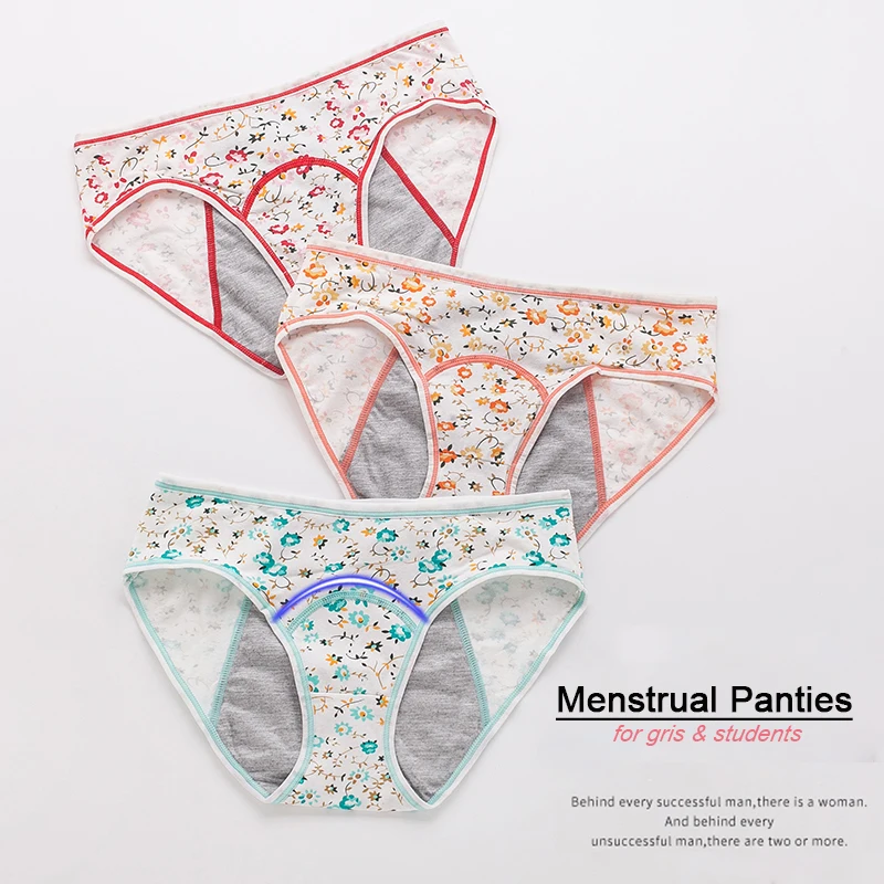 

3pcs Leak Proof Menstrual Panties Girls Period Underwear Sexy Pants Physiological Underwear Plus Size Waterproof Briefs