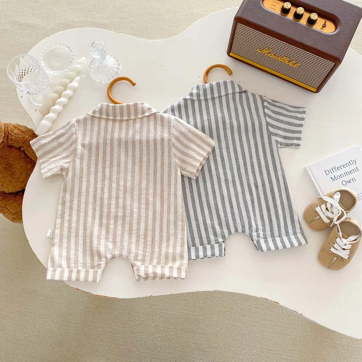 Baby Boys Striped Cotton Rompers Jumpsuits Summer Clothing