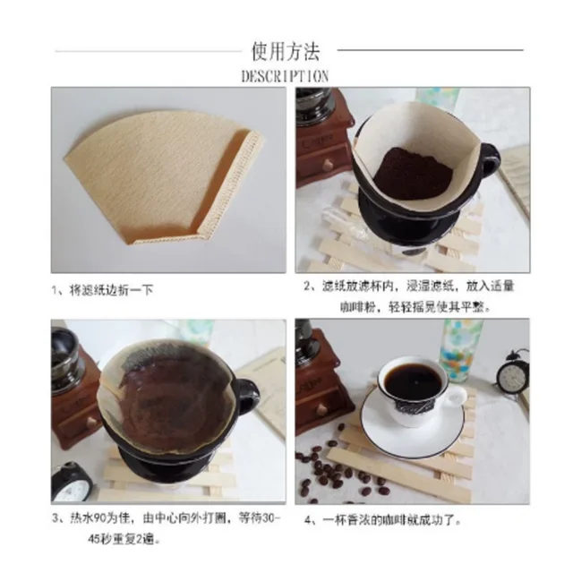 Reemplazo de cafetera de madera, filtros profesionales de papel sin  blanquear, forma de cono, filtro de café por goteo, herramienta de Espresso  de 2-4 tazas, 100 piezas - AliExpress