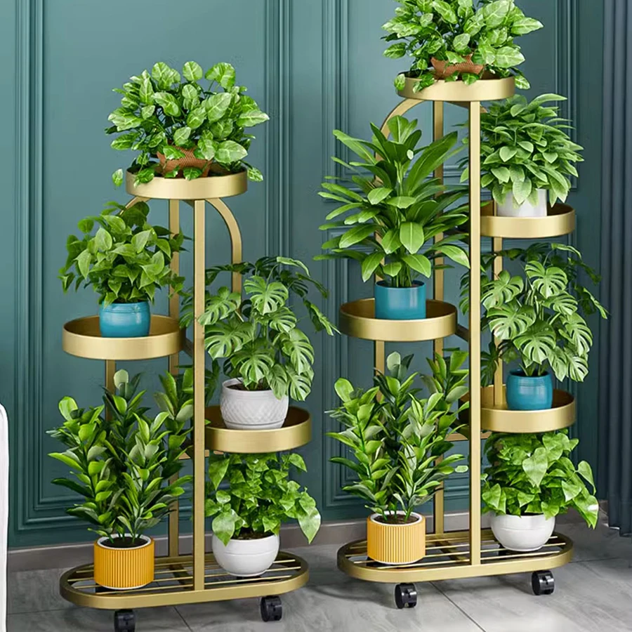 Plant Stand Tray flower rack wrought iron flower pot rack for living room floor-standing balcony indoor plant stand