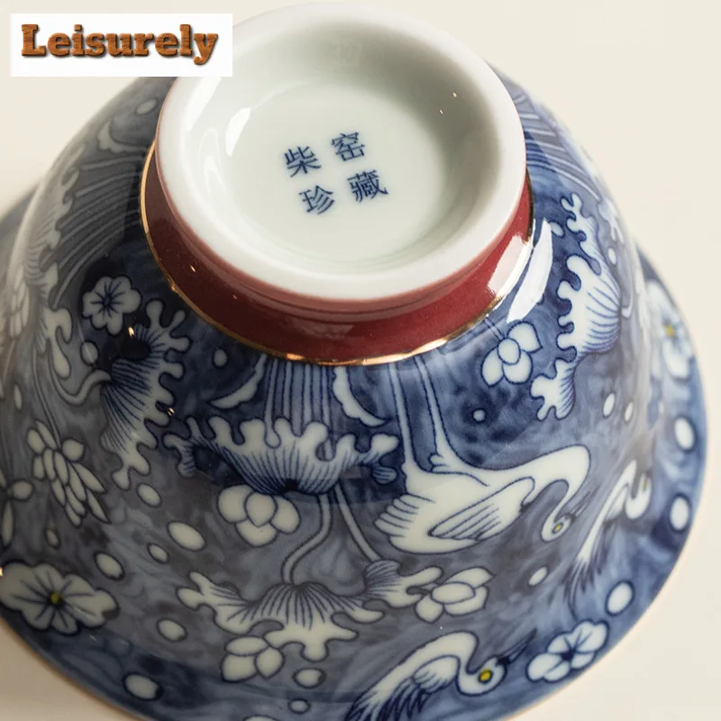 150ml Blue And White Hovering Gaiwan Zen Tea Tureen Tea Bowl With Lid Kit Tea Maker Cover Bowl For Cha Pot Bearing Holder Teacup