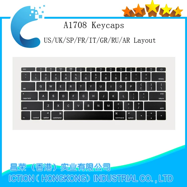Keyboard Keycap for Macbook Pro 13.3" Retina A1708 US UK French Italy Germany Russian Spain Arabic layout keyboard keycap laptop keyboard