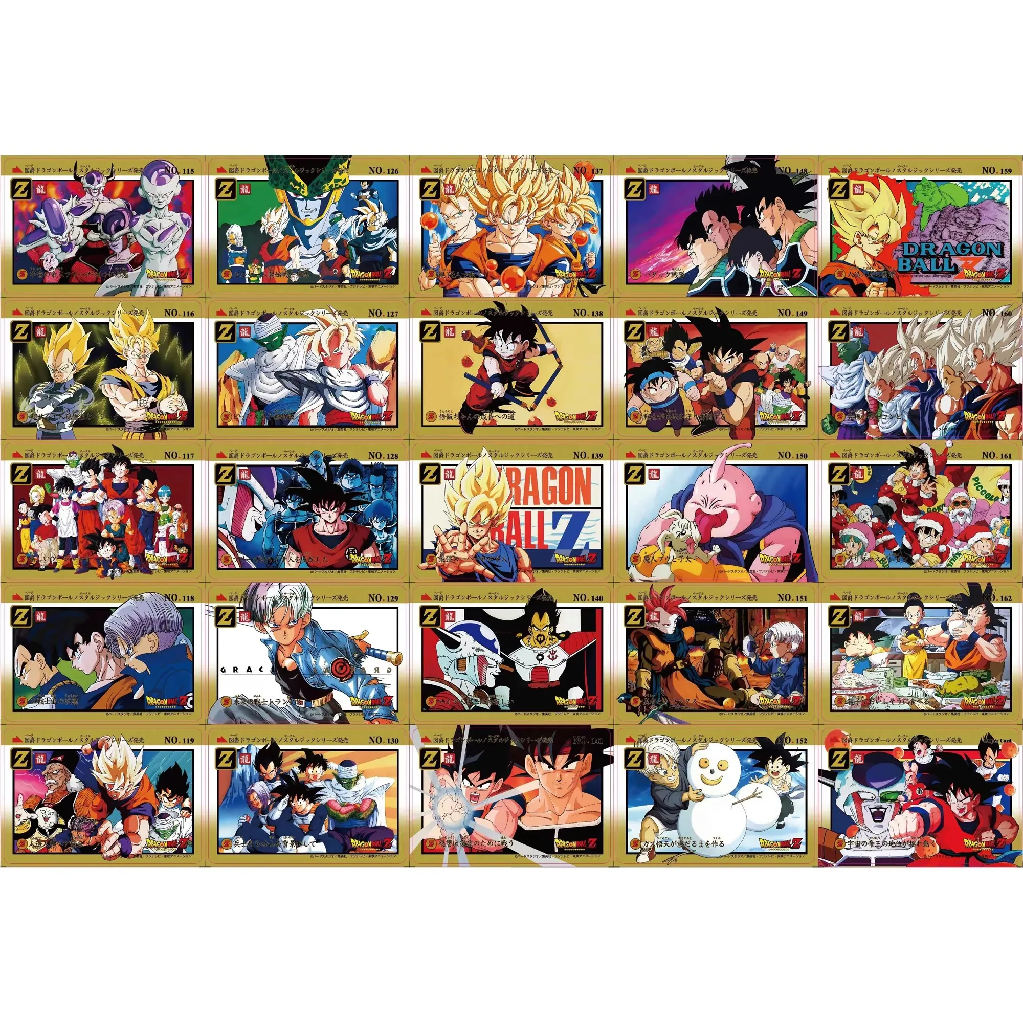 55Pcs/set Dragon Ball Z Super Saiyan Goku Gohan Vegeta Trunks Frieza Cell Flash Card Classic Anime Collection Cards Gift Toy