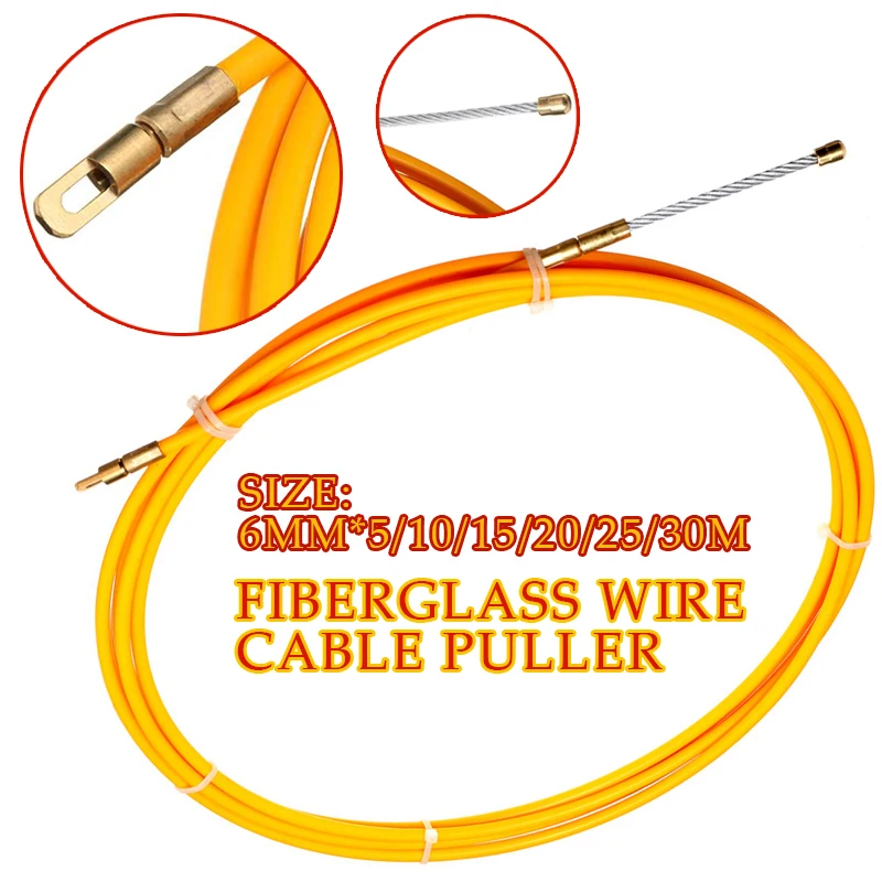 Fibra de Vidro Cabo Elétrico Extratores Fio de Fita de Peixe Threading Aid Tool Reel Duct Snake Rodder 5m 15m 20m 25m 30m mm