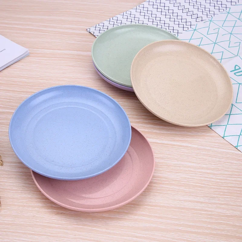 1 Set of 4 Wheat Straw Dishes Safe and Non-toxic Strong and Resistant To Falli Dinner Set Plates Dishes
