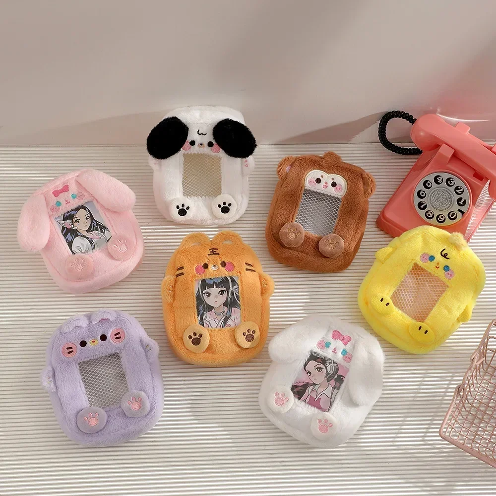 Fashion Cute Little Rabbit Animal Plush Coin Wallet Portable Children Neck Hanging Bag Square Cartoon Coin Wallet Girl