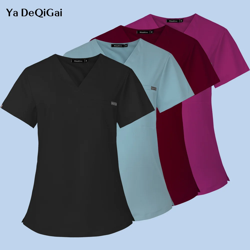 

Hospital Uniformes Medical Nursing Scrub Tops Vet Dentist Doctor Scrubs Shirts Short Sleeve Jogger Blouse Medicalschool Clothes