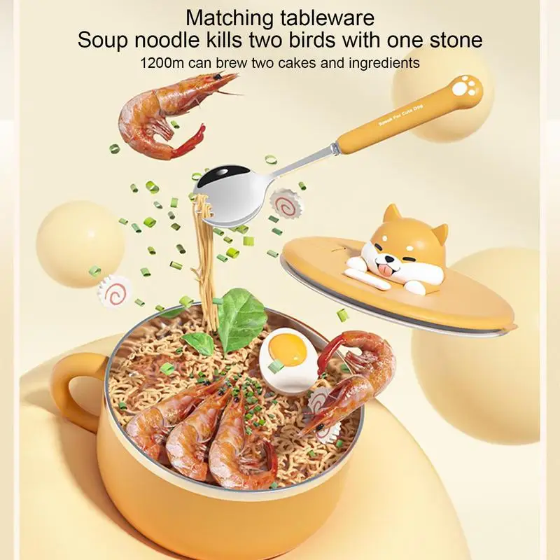 

stainless steel instant noodle bowl cute bowl with lid dormitory use student personal drainable instant noodle cup office worker
