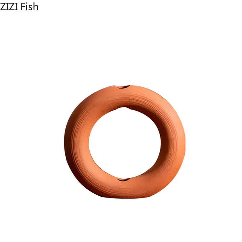 Orange Circle Ring Ceramic Vase Flower Pots Decorative Flower Arrangement Desk Decoration Ornaments Minimalism Floral Vases 6