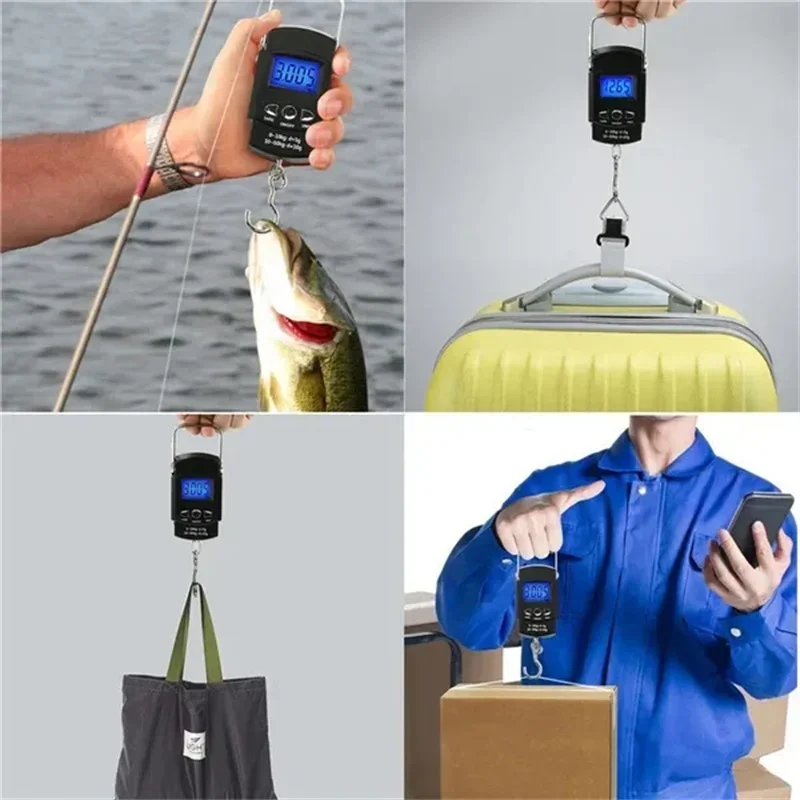 

Fish Fishing Hook Pocket 50kg Balance Weighing Mini Fishing Hanging Luggage Scale Digital For Ruler Electronic Tape Measuring