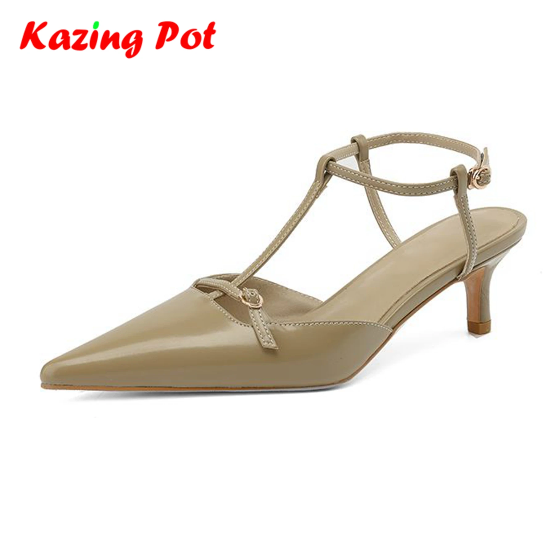 

Krazing Pot Cow Leather Vintage Art Design Superstar Summer Hollow Style Ankle Straps Med Heels Elegant Office Ins Sandals Women