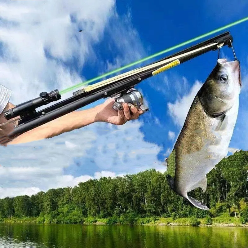 Powerful Long Rod Laser Fishing Slingshot Outdoor Hunting Shooting Automatic Catch Fish Bow Archery Use Fish Dart Arrow Shooting 1