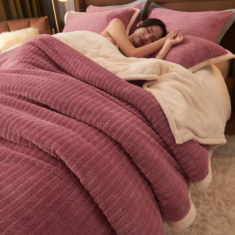 

Wool Throw Blanket Keep Warm Winter Bed Blankets Double Sided Queen Duvet Cover Camping Double Bed Cover Luxury King Bedspread