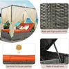 Outdoor Daybed with Curtain Canopy Bed Patio Furniture Adjustable Sunbed Set All-Weather Rattan Sun Lounger Patio Wicker Sofa 5