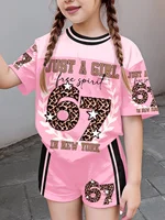 Ensemble décontracté pour enfants à manches courtes, nouveau style été 2026, motif imprimé numérique streetwear, style sport Y2K, haut décontracté à col rond 6