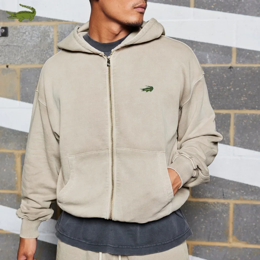 

CARTELO-Men's hoodie, plus-size zip-up loose jacket, cotton casual coat for training, running and gym, stylish sportswear, new