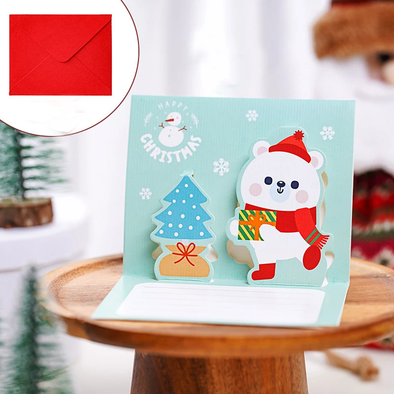 2 Pezzi 3D Buon Natale Biglietti di Auguri Cartoline, Biglietti Auguri