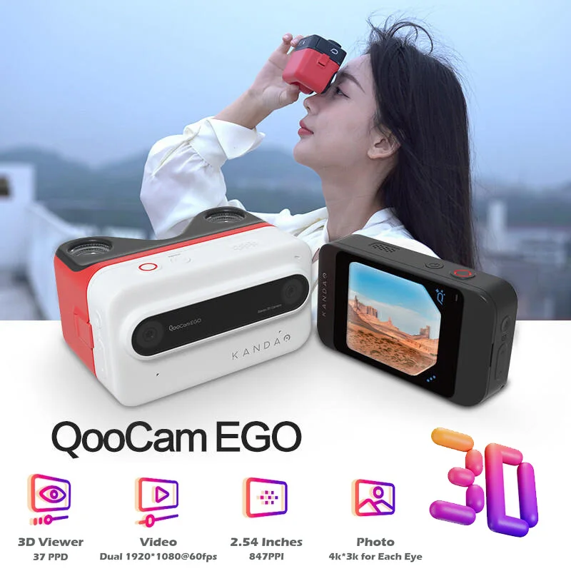 KanDao QooCam EGO-24MP/8K Photos/4K 60FPS Videos Stereoscopic 3D Instant Display Camera