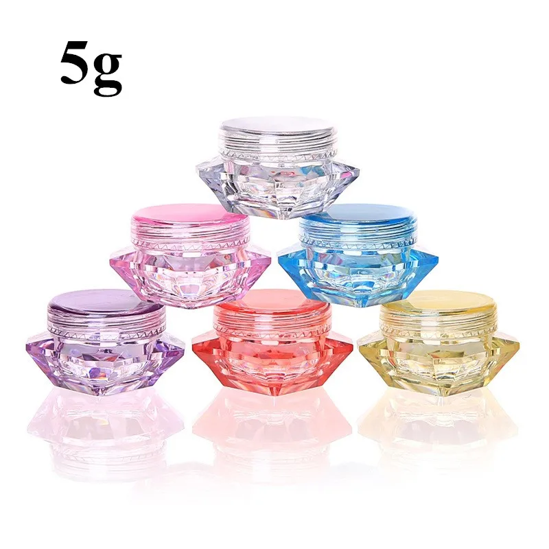 5g 휴대용 리필 가능 병 플라스틱 빈 메이크업 항아리 냄비 여행용 페이스 크림/로션/화장품 용기 6 색, 5 피스